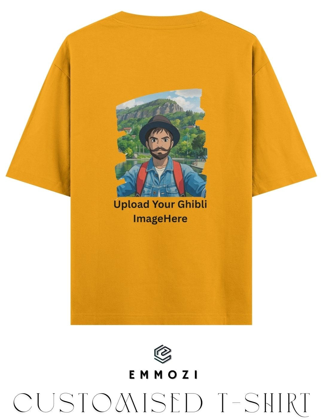 Customised Ghibli Image Print on Oversized Tees - Golden Yellow