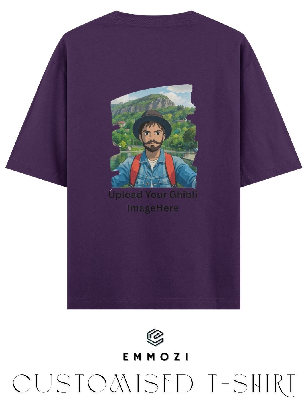Customised Ghibli Image Print on Oversized Tees - Purple