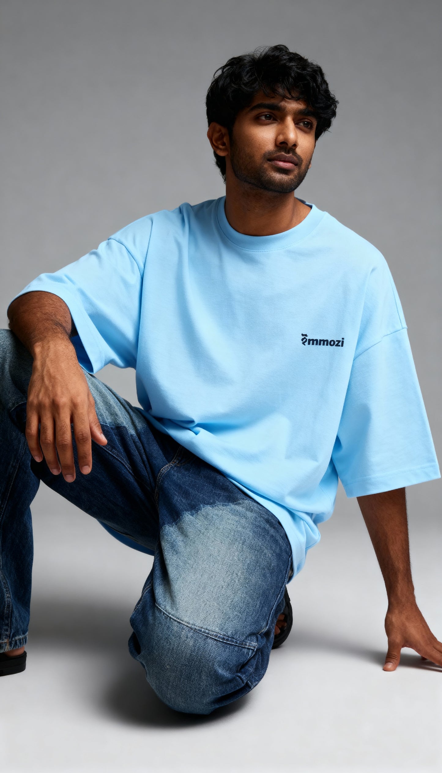 Premium Unisex Oversized Drop Shoulder T-Shirt Baby Blue – EMMOZI