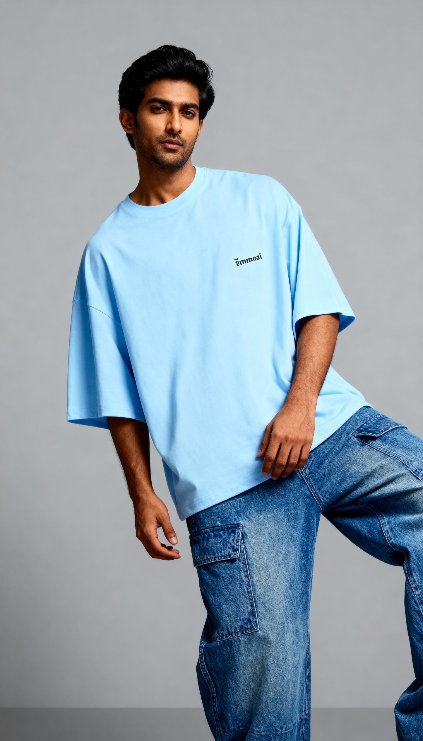 Premium Unisex Oversized Drop Shoulder T-Shirt Baby Blue – EMMOZI