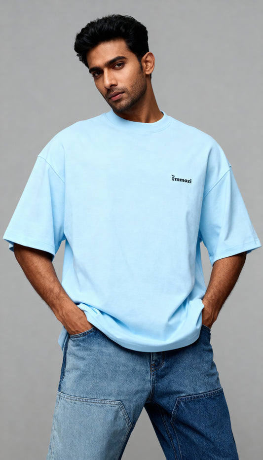 Premium Unisex Oversized Drop Shoulder T-Shirt Baby Blue – EMMOZI