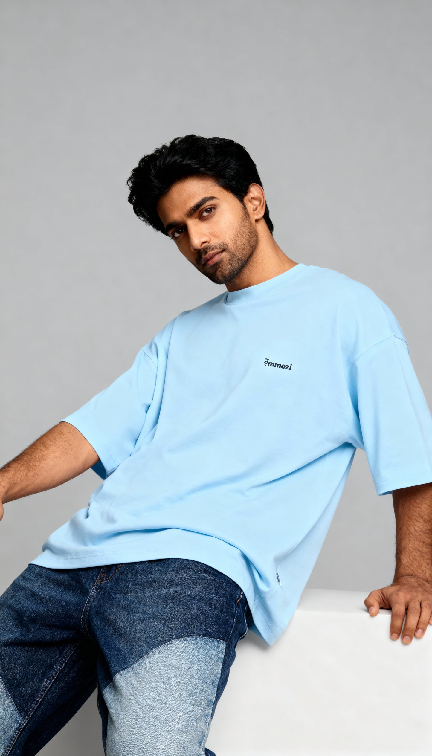 Premium Unisex Oversized Drop Shoulder T-Shirt Baby Blue – EMMOZI
