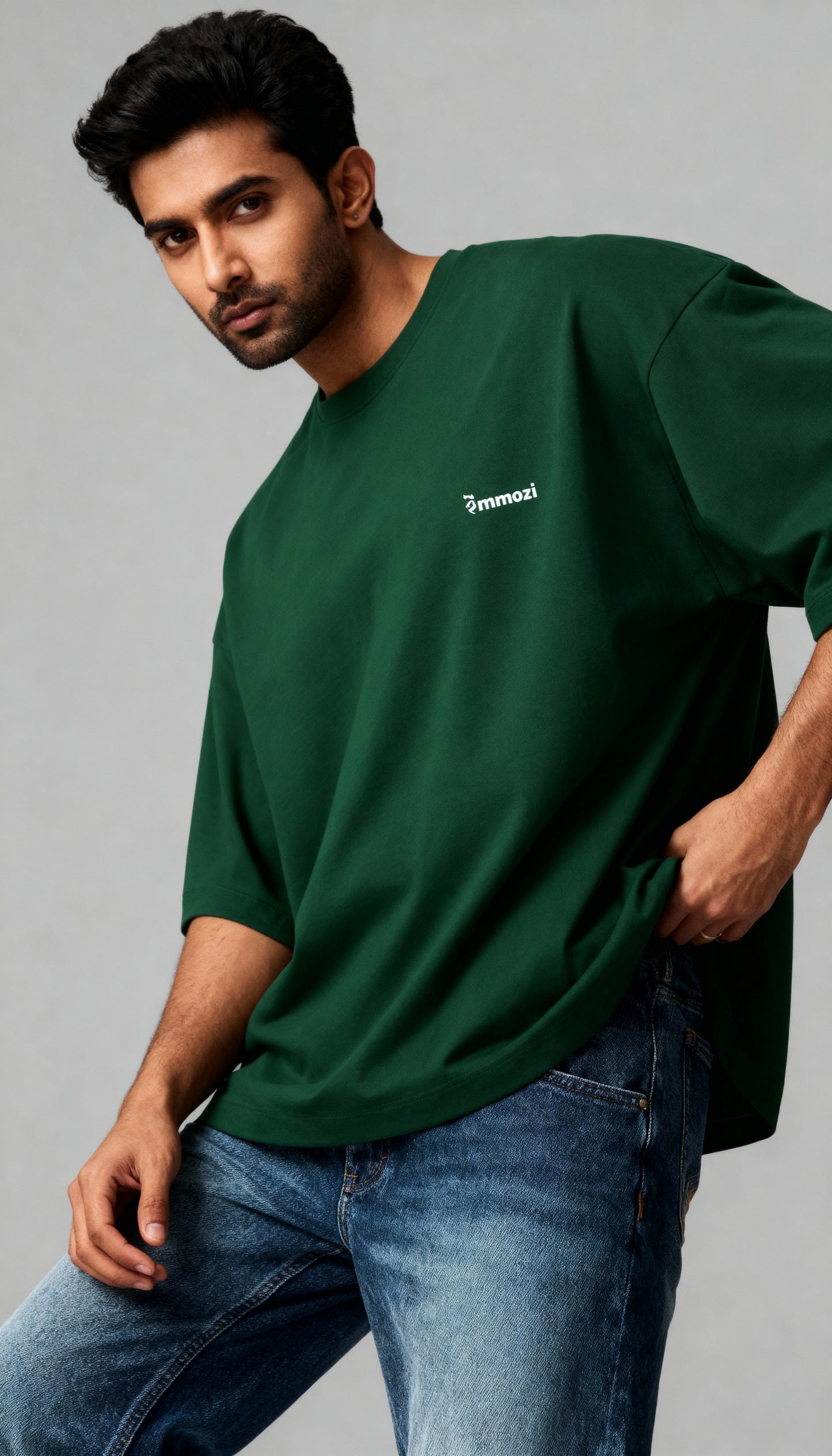 Premium Unisex Oversized Drop Shoulder T-Shirt Bottle Green – EMMOZI