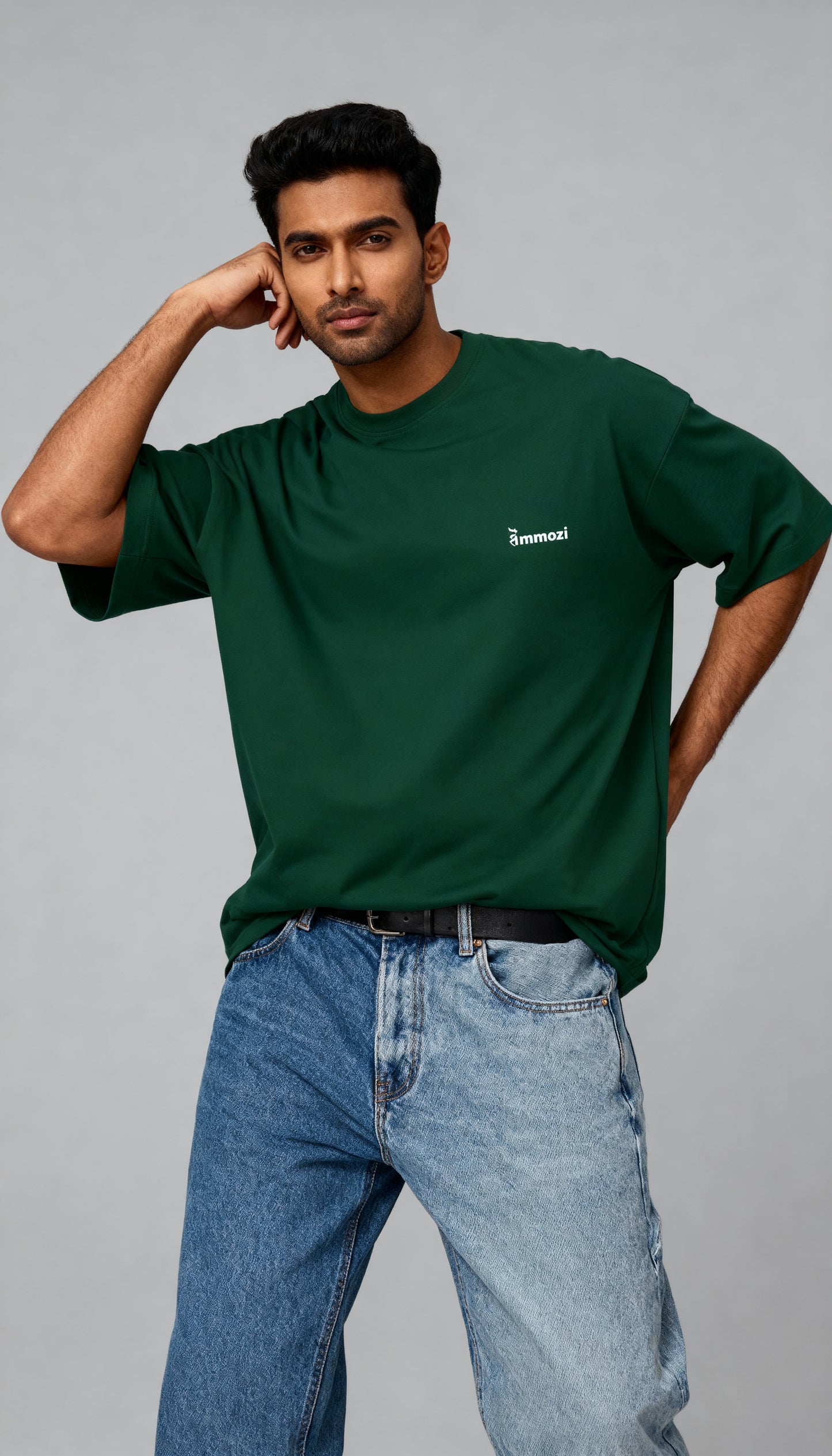 Premium Unisex Oversized Drop Shoulder T-Shirt Bottle Green – EMMOZI