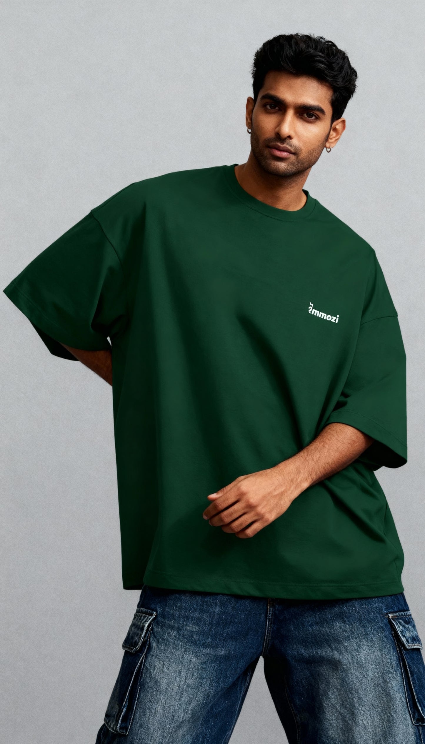 Premium Unisex Oversized Drop Shoulder T-Shirt Bottle Green – EMMOZI