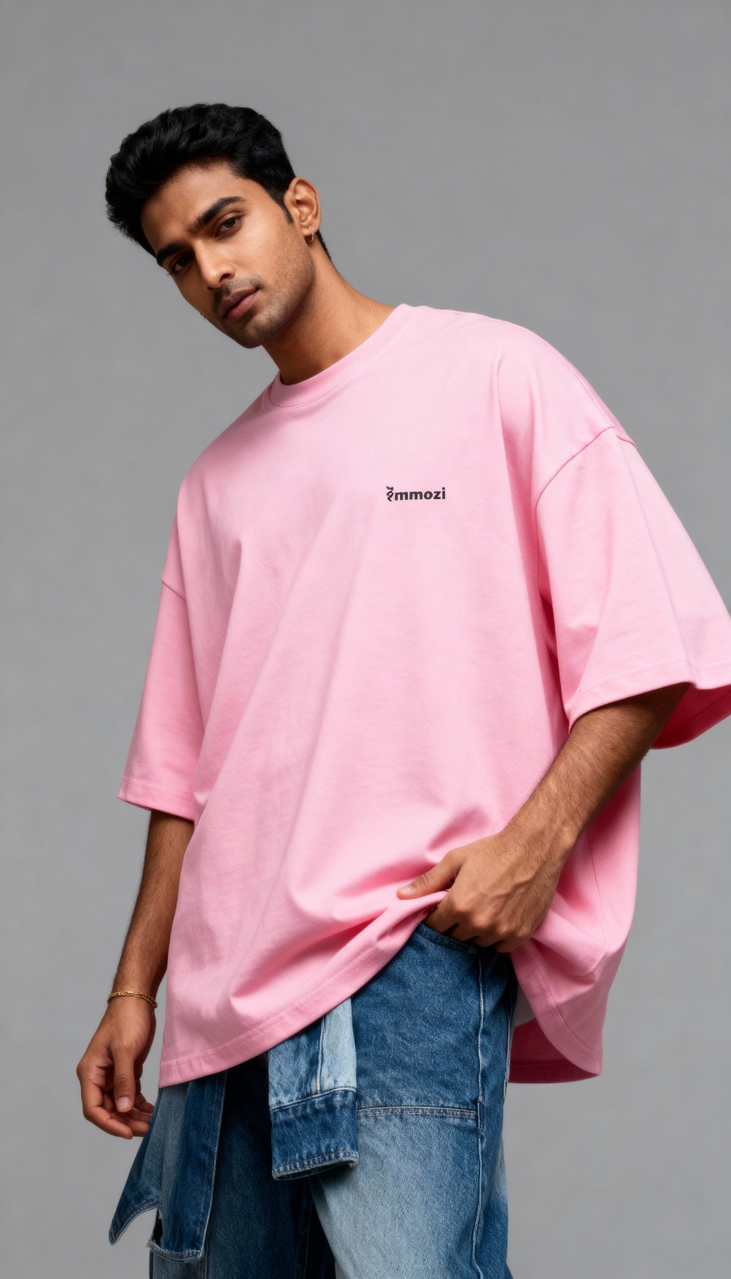 Premium Unisex Oversized Drop Shoulder T-Shirt Baby Pink – EMMOZI