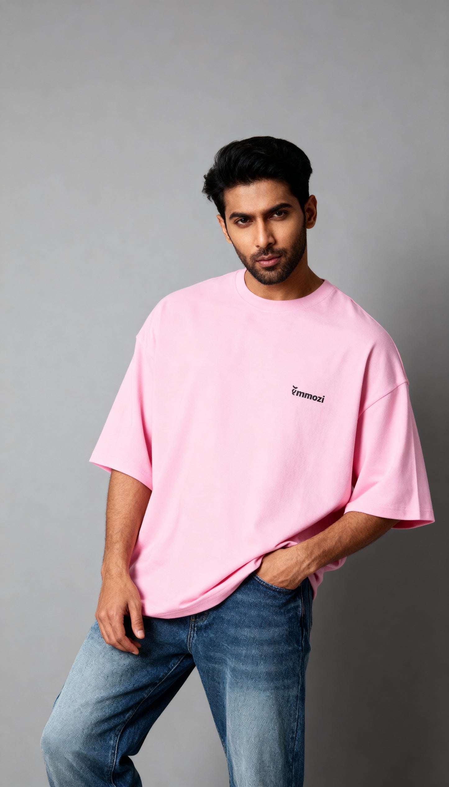 Premium Unisex Oversized Drop Shoulder T-Shirt Baby Pink – EMMOZI