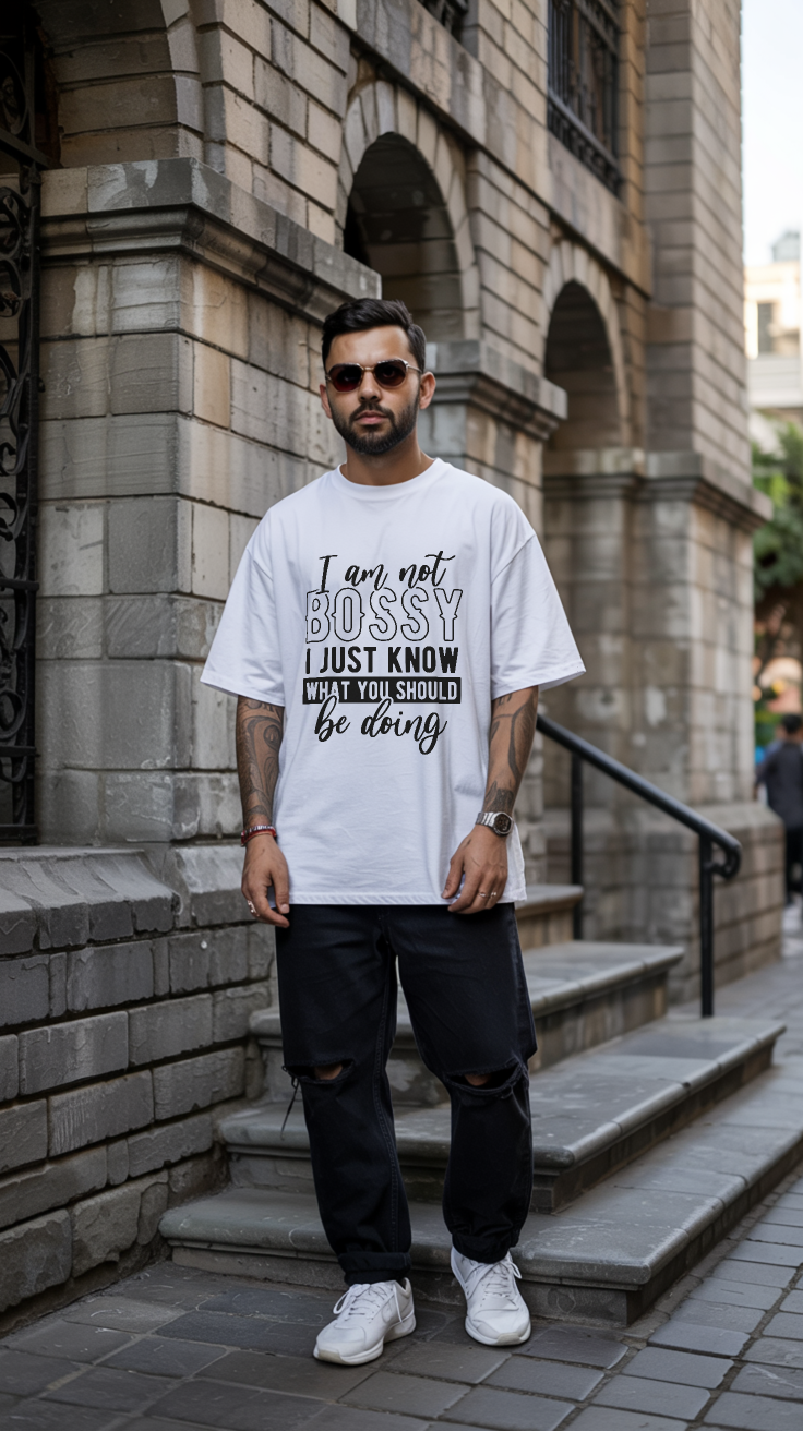 I Am Not Bossy- Premium Oversized T-Shirt - White