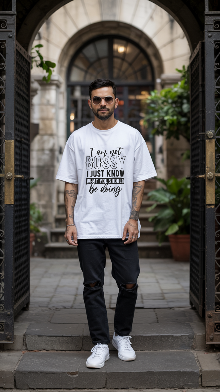 I Am Not Bossy- Premium Oversized T-Shirt - White