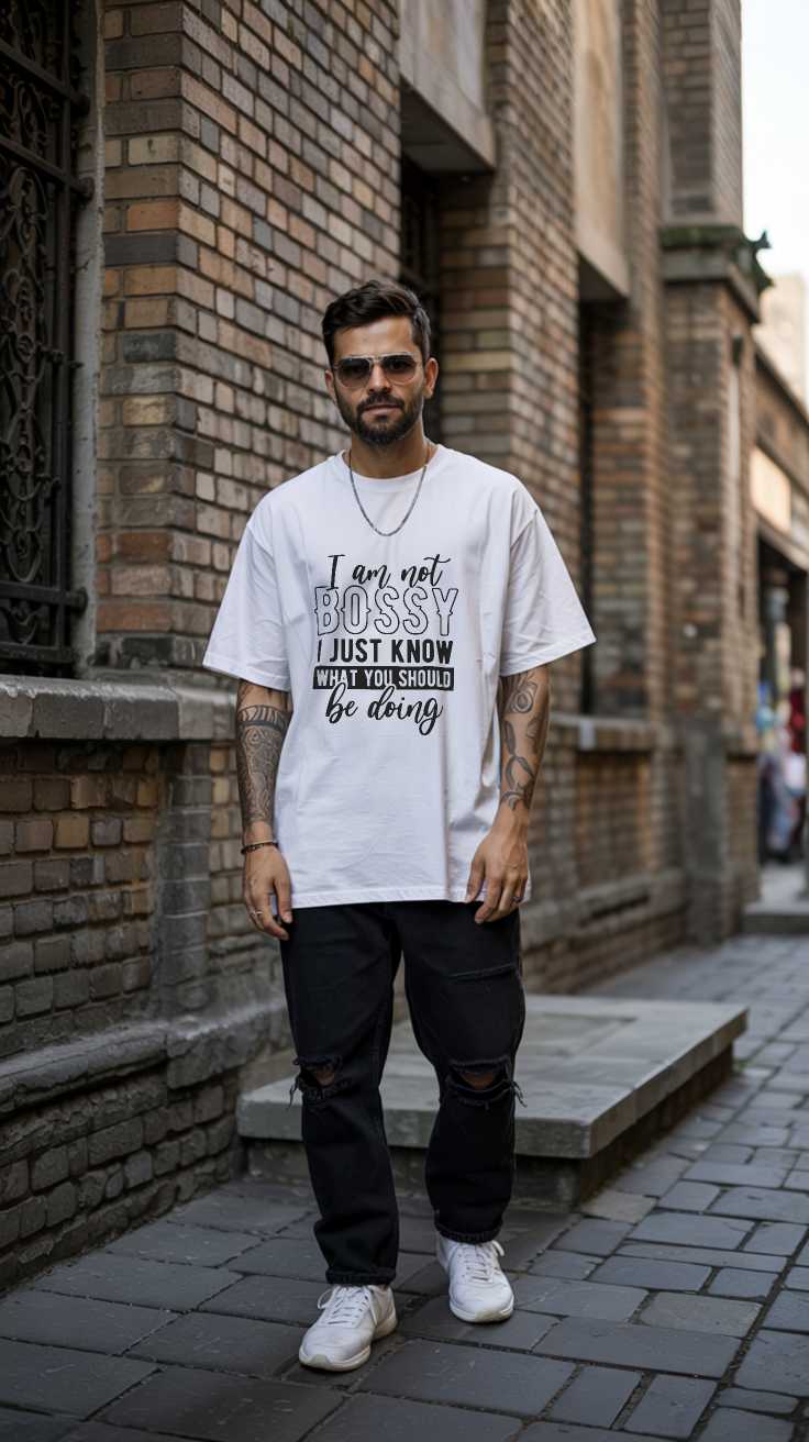 I Am Not Bossy- Premium Oversized T-Shirt - White