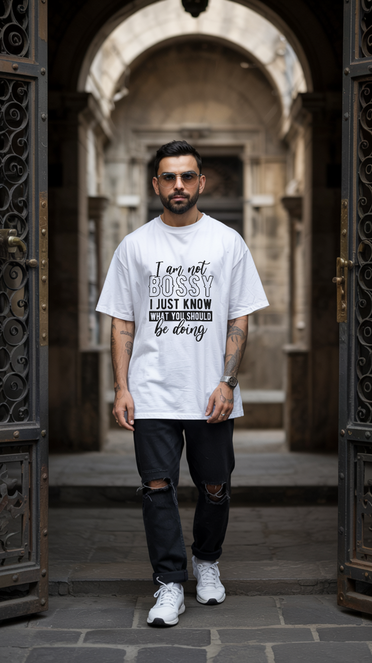 I Am Not Bossy- Premium Oversized T-Shirt - White