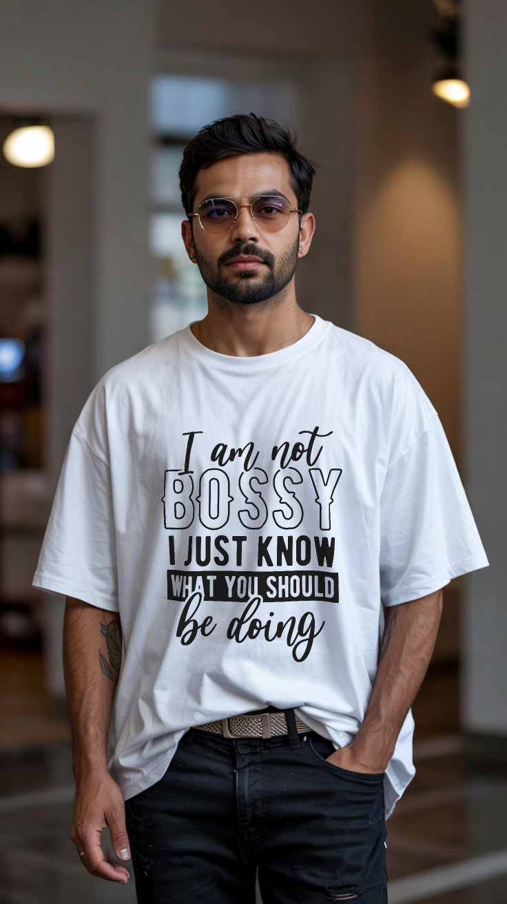 I Am Not Bossy- Premium Oversized T-Shirt - White
