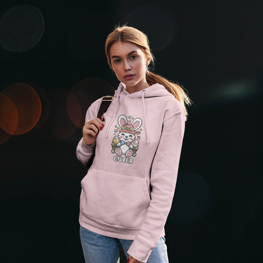Easter Bunny Premium Regular Fit Hoodie for Her - Baby Pink