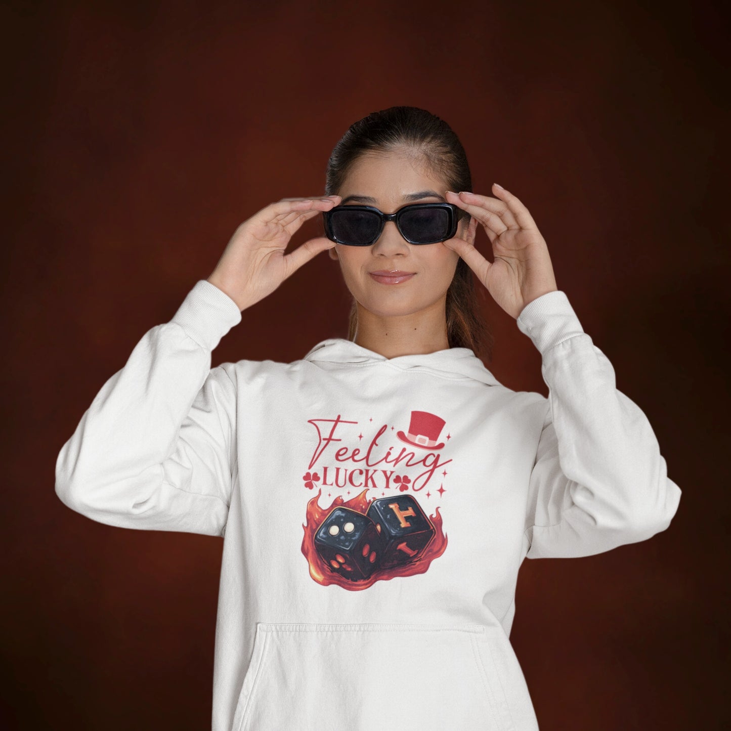 Feeling Lucky Premium Regular Fit Hoodie for Her - White