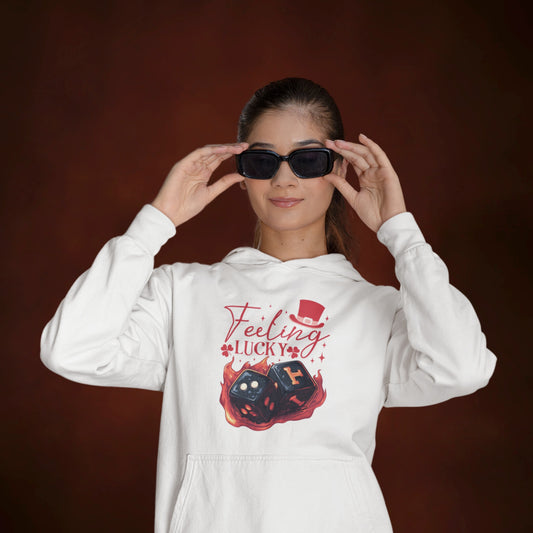 Feeling Lucky Premium Regular Fit Hoodie for Her - White