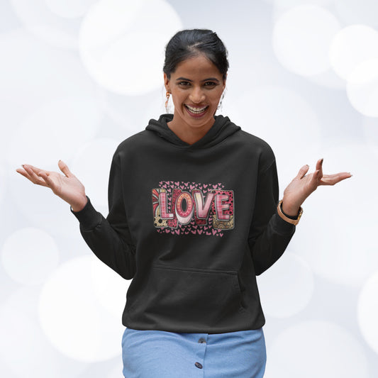 LOVE Premium Regular Fit Hoodie for Her - Black