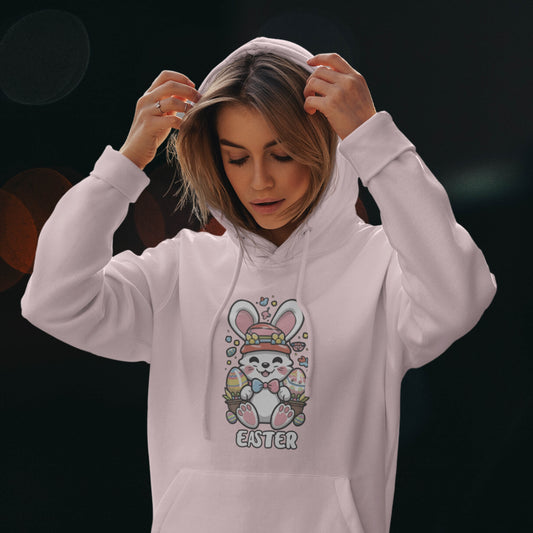Easter Bunny Premium Regular Fit Hoodie for Her - Baby Pink