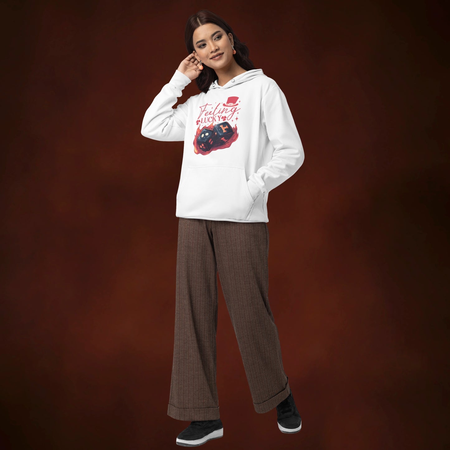 Feeling Lucky Premium Regular Fit Hoodie for Her - White