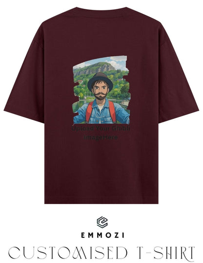 Customised Ghibli Image Print on Oversized Tees - Maroon