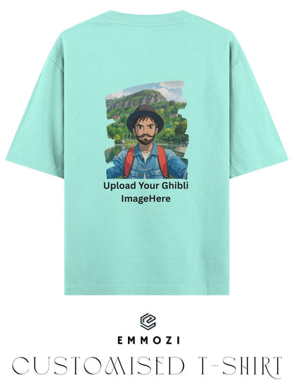 Customised Ghibli Image Print on Oversized Tees - Mint