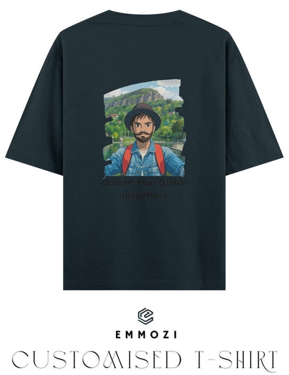 Customised Ghibli Image Print on Oversized Tees - Navy Blue