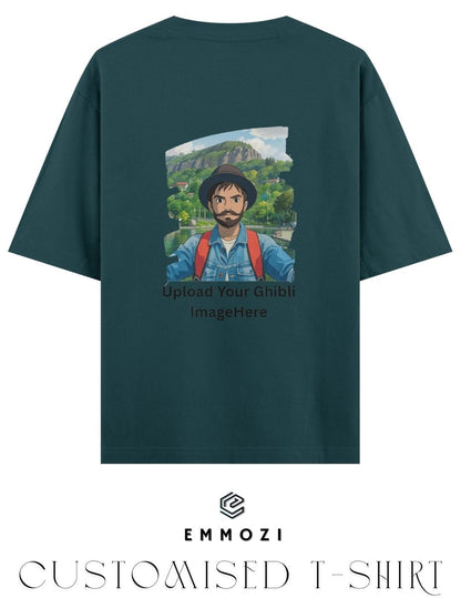 Customised Ghibli Image Print on Oversized Tees - Petrol Blue