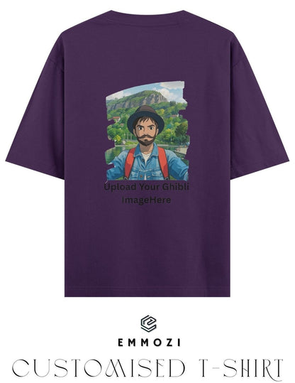 Customised Ghibli Image Print on Oversized Tees - Purple