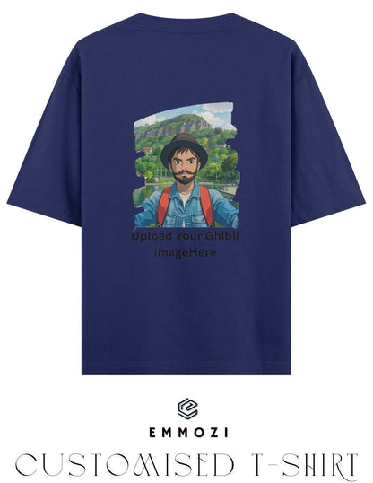 Customised Ghibli Image Print on Oversized Tees - Royal Blue
