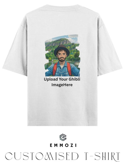 Customised Ghibli Image Print on Oversized Tees - White