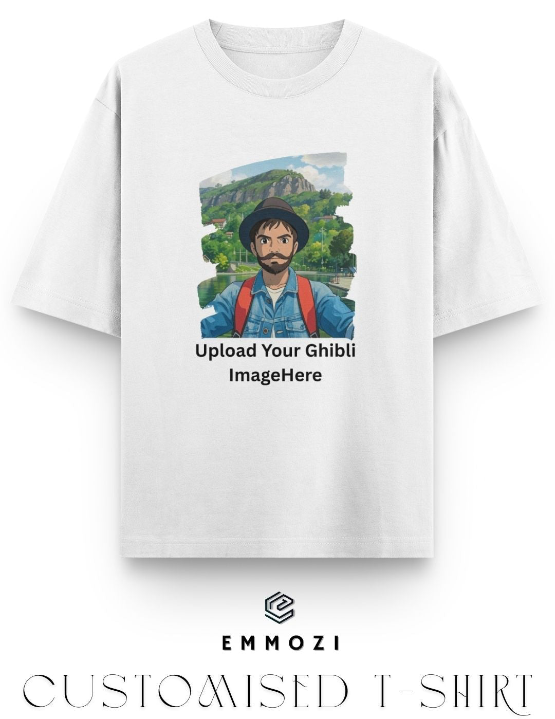 Customised Ghibli Image Print on Oversized Tees - White