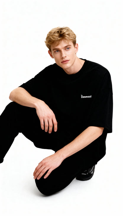 Premium Unisex Oversized Drop Shoulder T-Shirt Black – EMMOZI