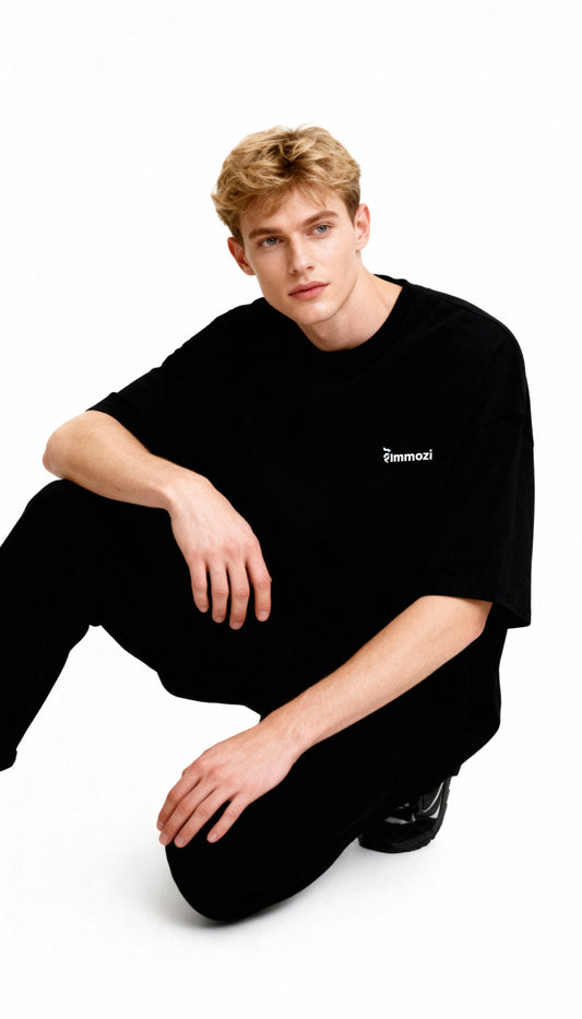 Premium Unisex Oversized Drop Shoulder T-Shirt Black – EMMOZI