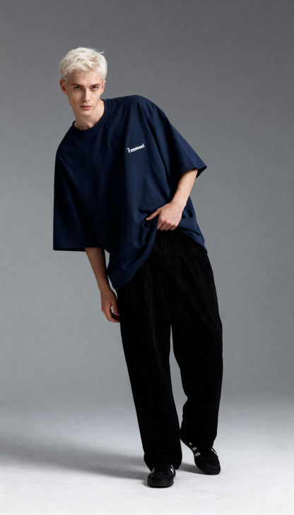 Premium Unisex Oversized Drop Shoulder T-Shirt Navy Blue– EMMOZI
