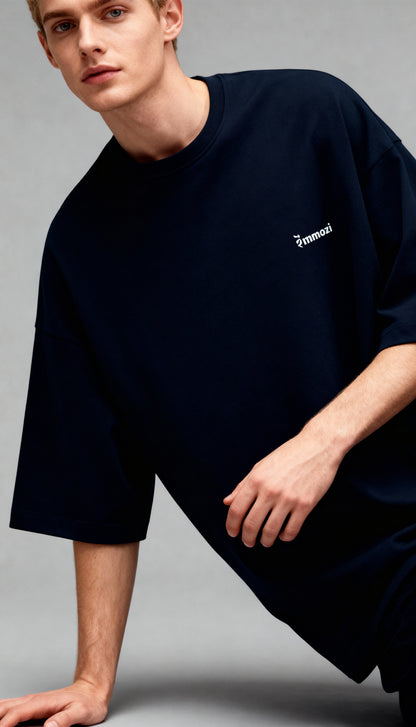 Premium Unisex Oversized Drop Shoulder T-Shirt Navy Blue– EMMOZI