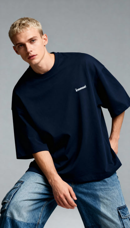 Premium Unisex Oversized Drop Shoulder T-Shirt Navy Blue– EMMOZI