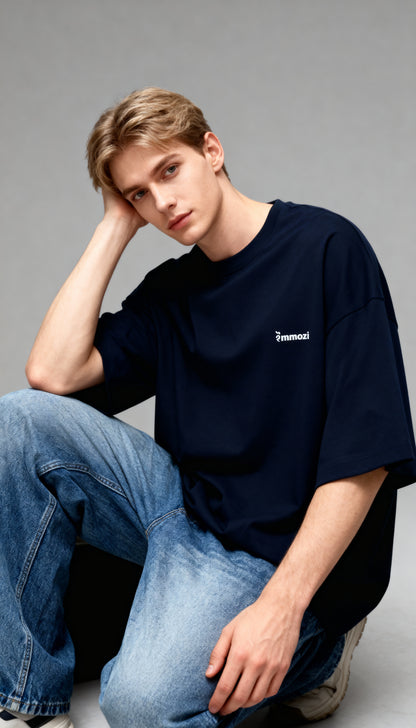 Premium Unisex Oversized Drop Shoulder T-Shirt Navy Blue– EMMOZI