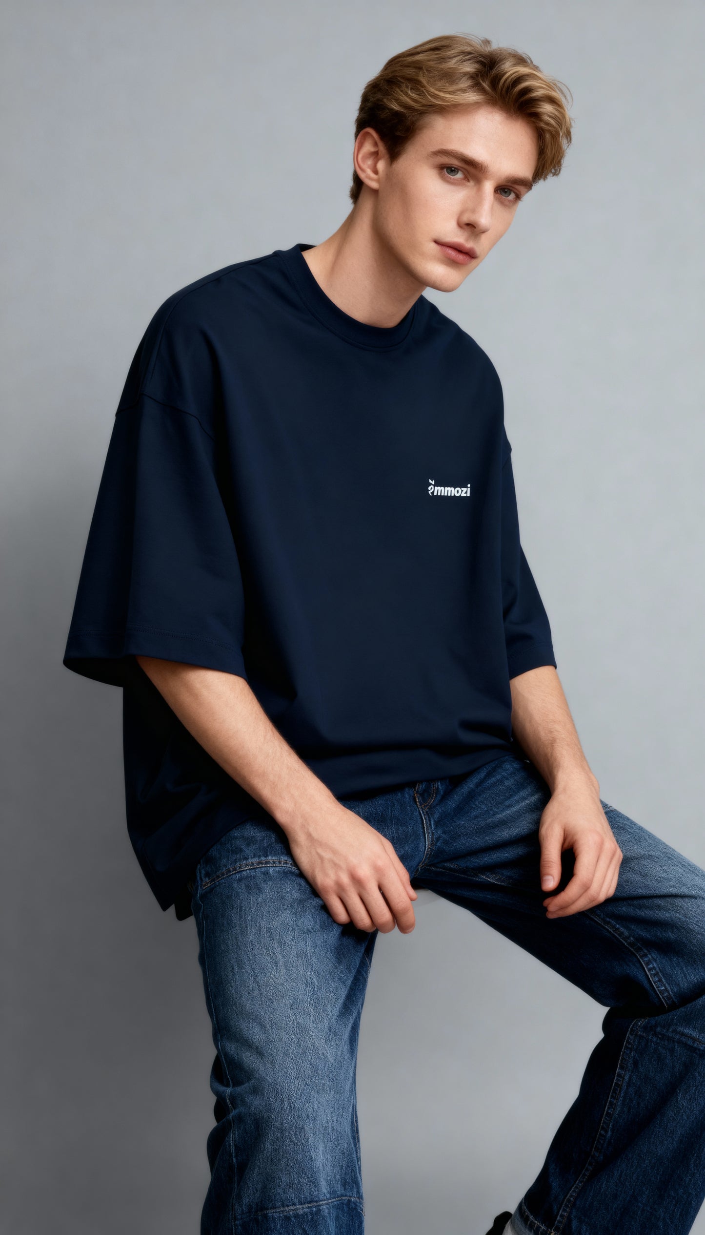 Premium Unisex Oversized Drop Shoulder T-Shirt Navy Blue– EMMOZI