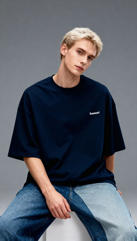 Premium Unisex Oversized Drop Shoulder T-Shirt Navy Blue– EMMOZI
