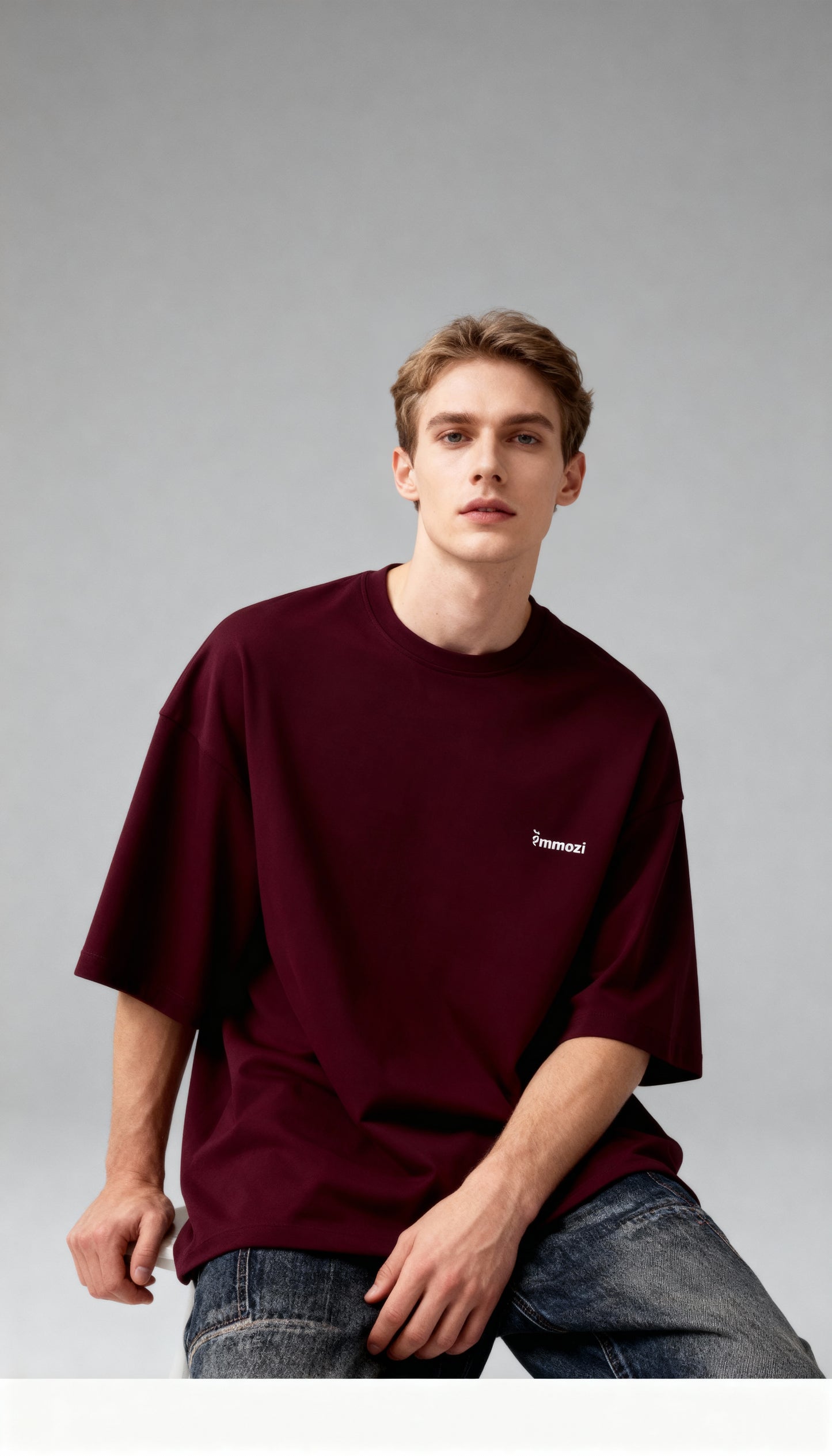 Premium Unisex Oversized Drop Shoulder T-Shirt Maroon – EMMOZI