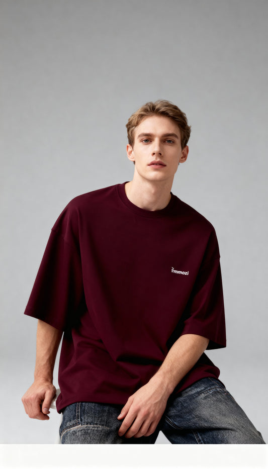 Premium Unisex Oversized Drop Shoulder T-Shirt Maroon – EMMOZI