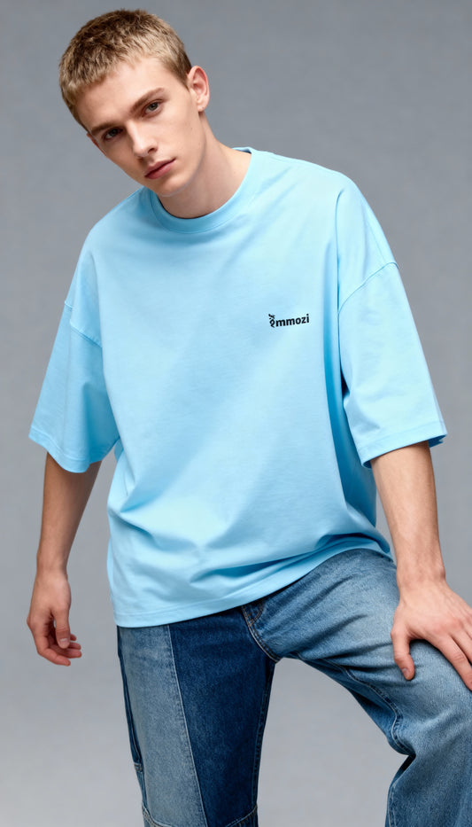 Premium Unisex Oversized Drop Shoulder T-Shirt Baby Blue – EMMOZI