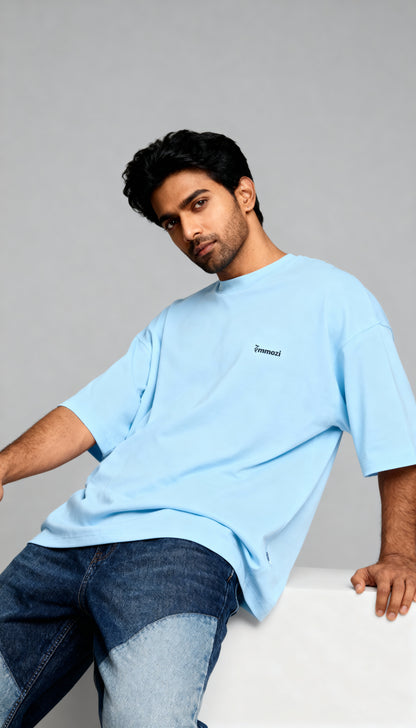 Premium Unisex Oversized Drop Shoulder T-Shirt Baby Blue – EMMOZI