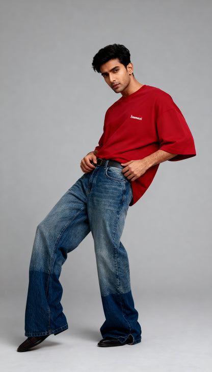 Premium Unisex Oversized Drop Shoulder T-Shirt Red – EMMOZI