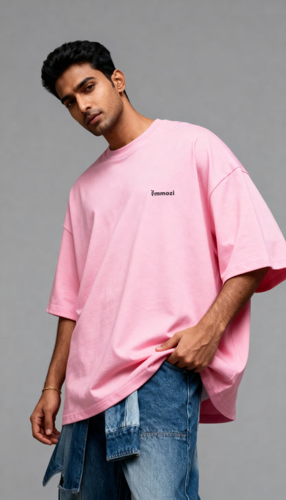 Premium Unisex Oversized Drop Shoulder T-Shirt Baby Pink – EMMOZI