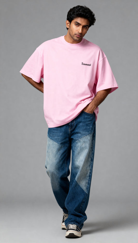 Premium Unisex Oversized Drop Shoulder T-Shirt Baby Pink – EMMOZI