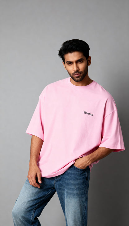 Premium Unisex Oversized Drop Shoulder T-Shirt Baby Pink – EMMOZI