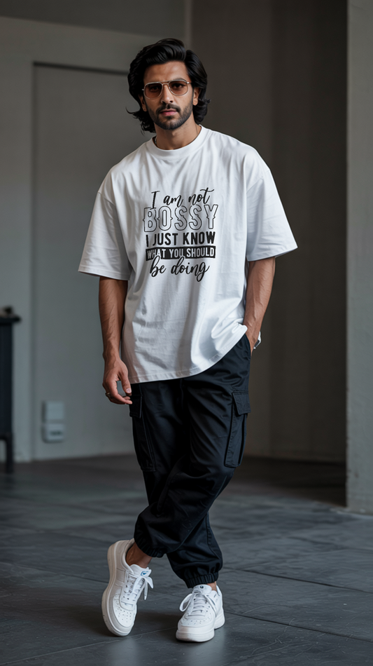 I Am Not Bossy- Premium Oversized T-Shirt - White