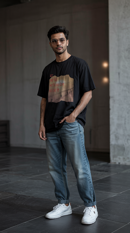 মা আমি শদিয়ালৈ যামেই - Premium Oversized T-Shirt - Black