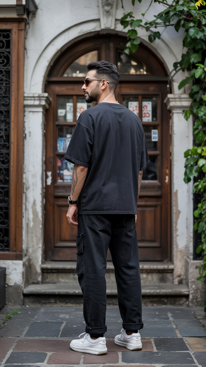 মা আমি শদিয়ালৈ যামেই - Premium Oversized T-Shirt - Black