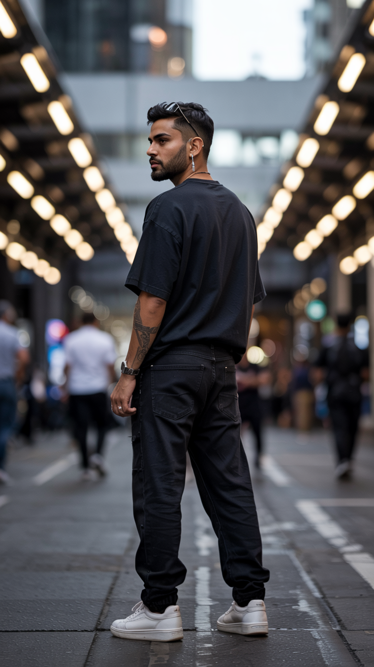 মা আমি শদিয়ালৈ যামেই - Premium Oversized T-Shirt - Black
